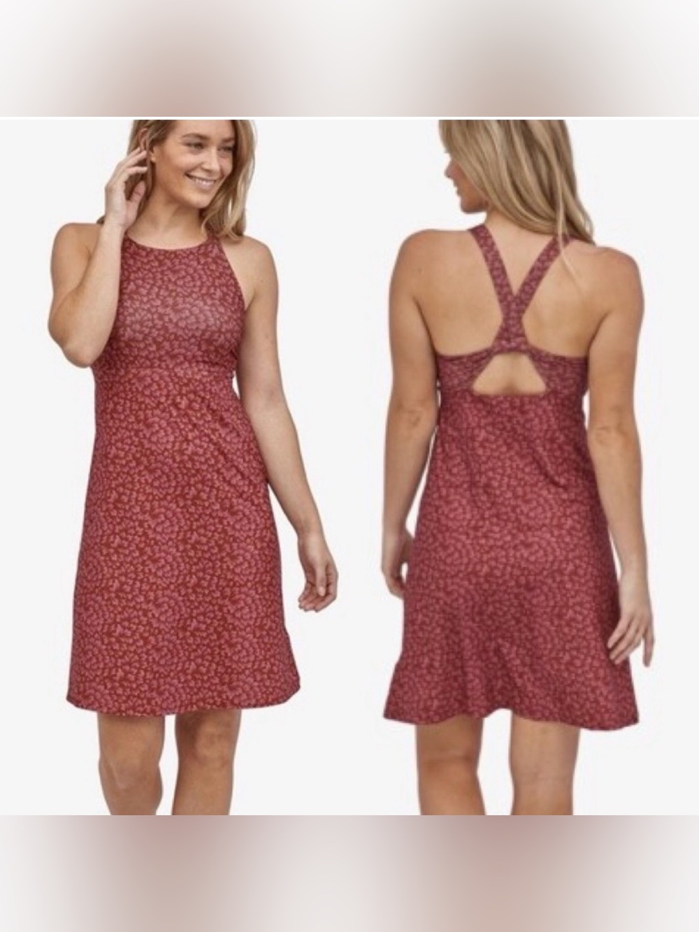 Patagonia Women’s Magnolia Spring Dress Red Pink Floral Leaf Size Small
